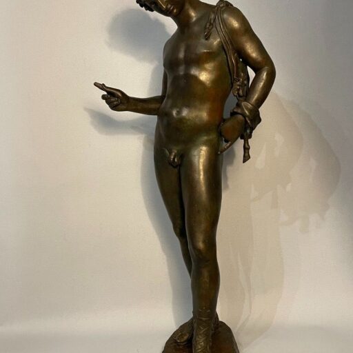 Narcisse de pompéi, sculpture en bronze du "grand tour" xixème.
