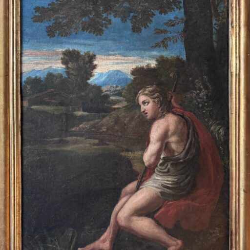 École italienne "saint jean baptiste" du xviième siècle (huile sur toile)