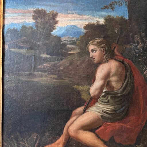 École italienne "saint jean baptiste" du xviième siècle (huile sur toile)