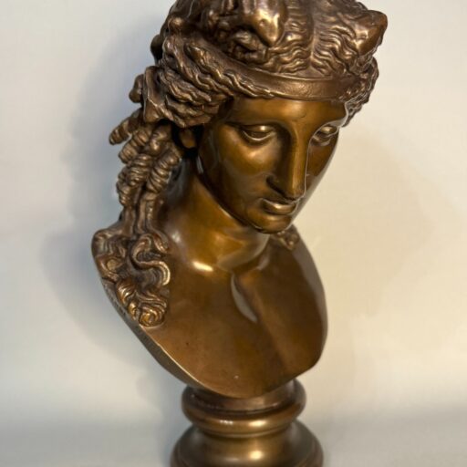 Buste d’ariane en bronze f. barbedienne (bacchus, antinoüs)