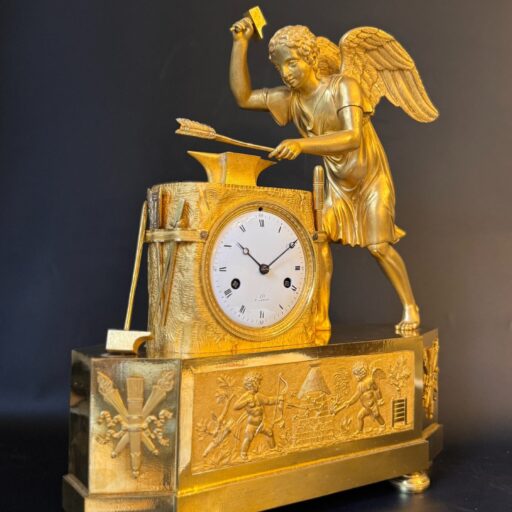 Pendule Empire "l’amour Forgeron'' bronze doré