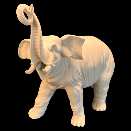 Grand éléphant blanc en biscuit de porcelaine fin xixème