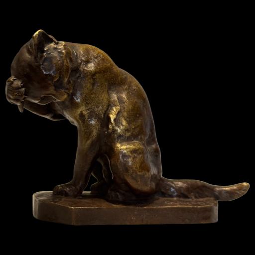 Chat à sa toilette - georges gardet - sculpture en bronze - siot