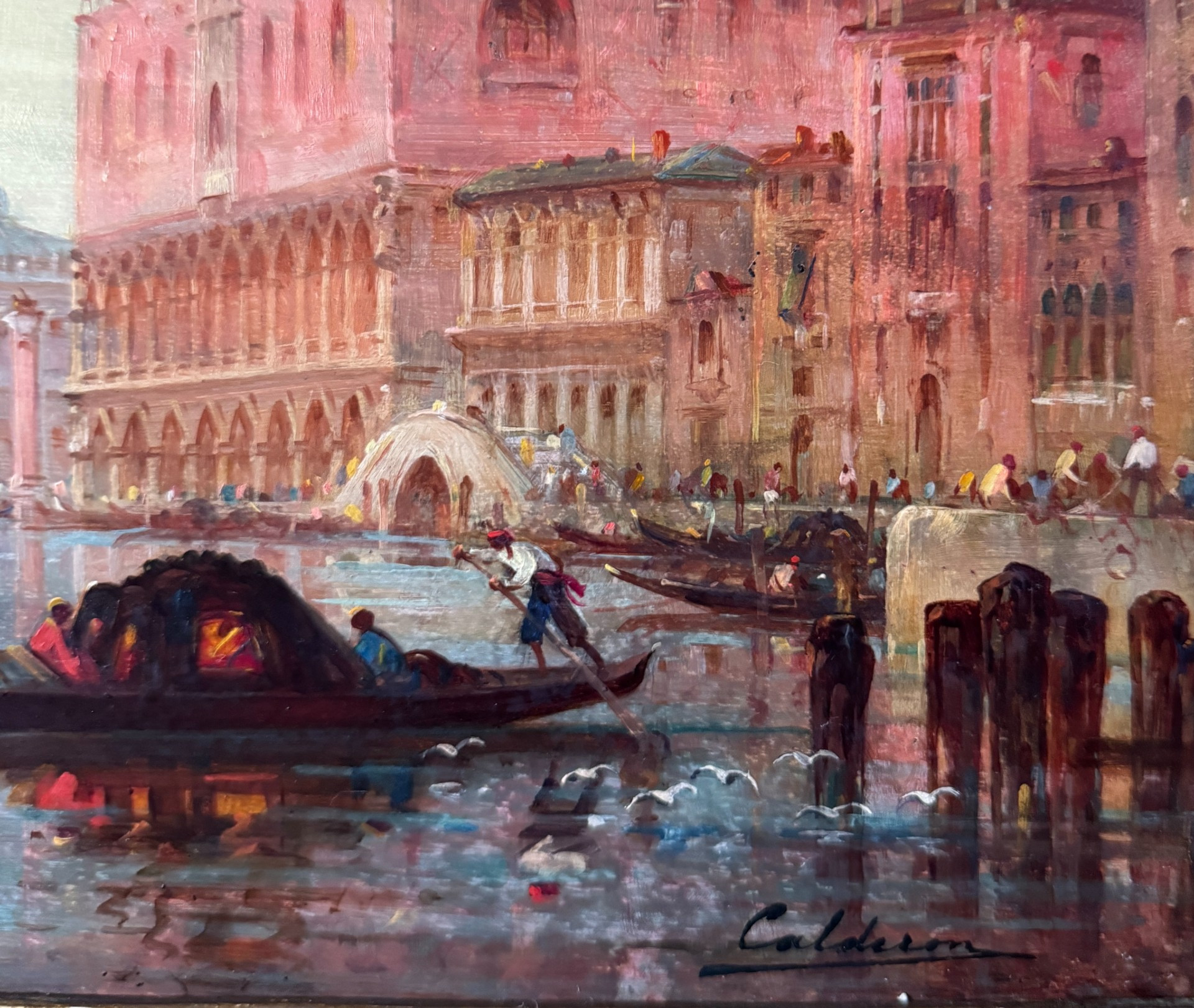 Charles-clément calderon grand canal à venise huile sur panneau – Image 3