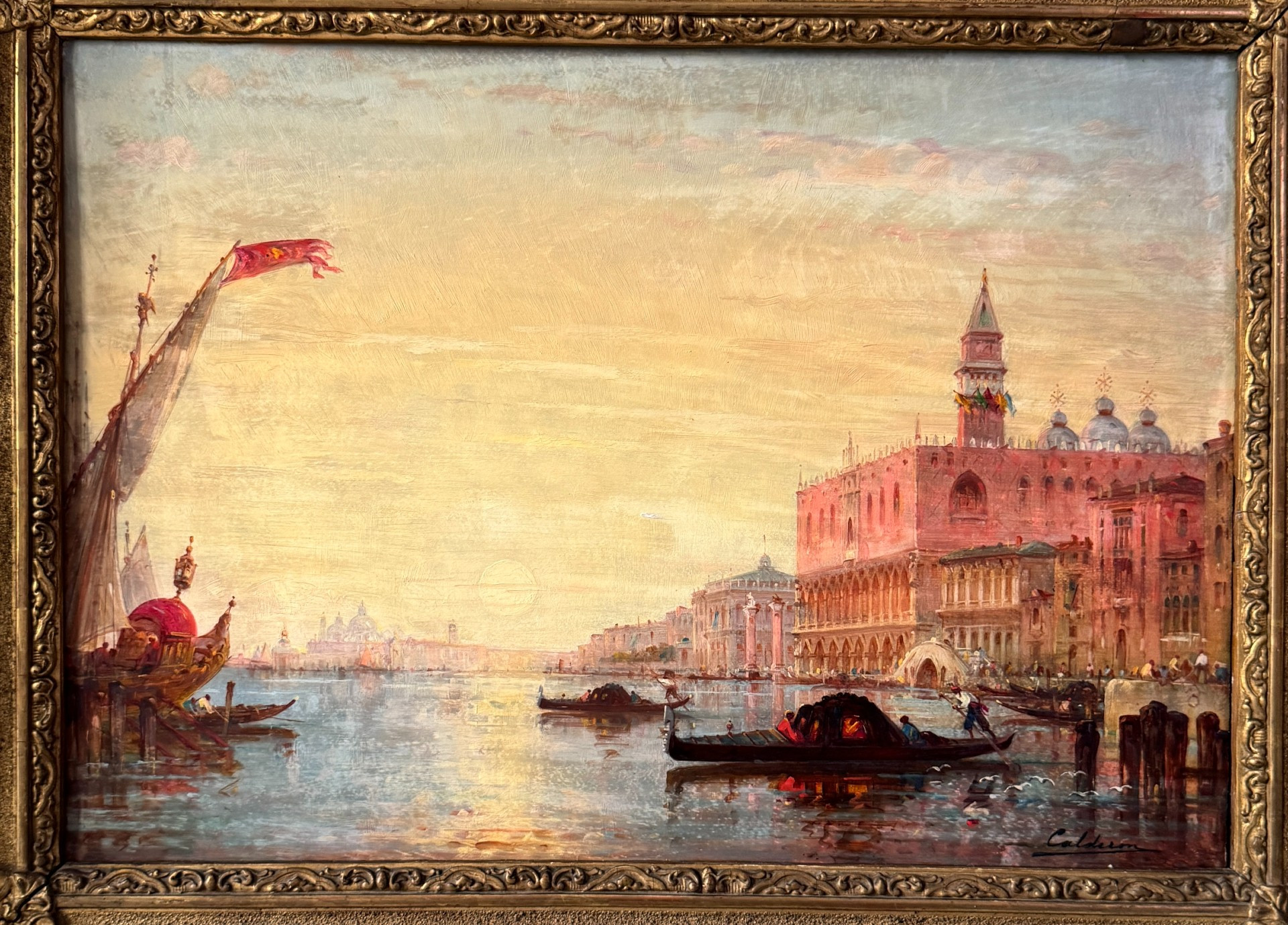 Charles-clément calderon grand canal à venise huile sur panneau – Image 2