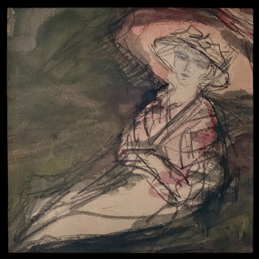 Dessin - portrait de femme par pierre laprade - gouache