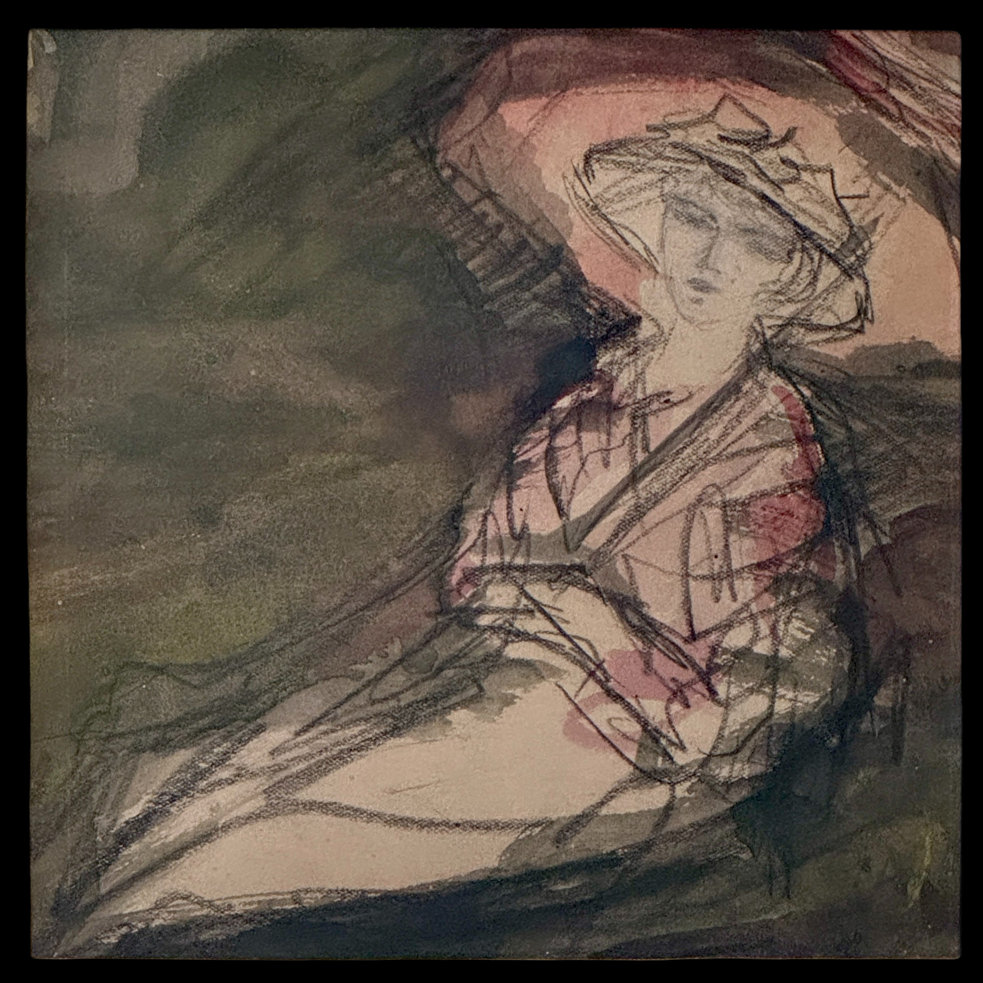 Dessin - portrait de femme par pierre laprade - gouache