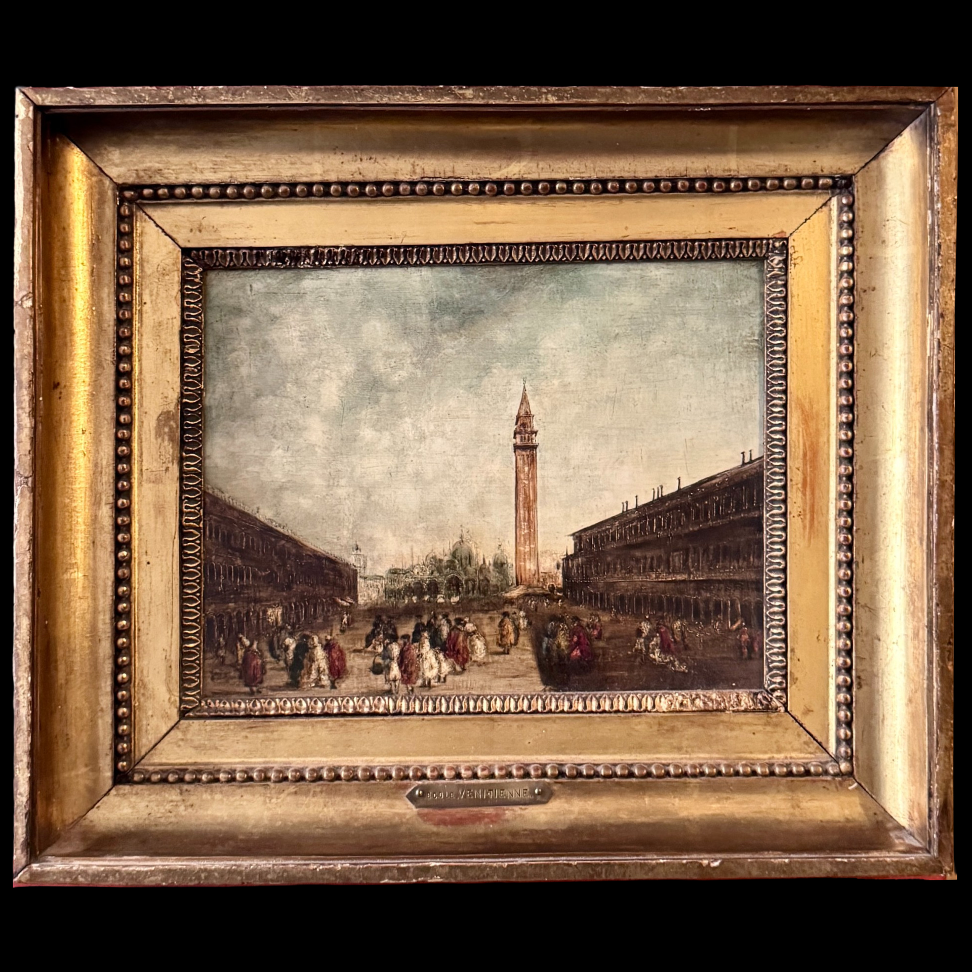 Carnaval de venise - huile sur cuivre - place saint marc