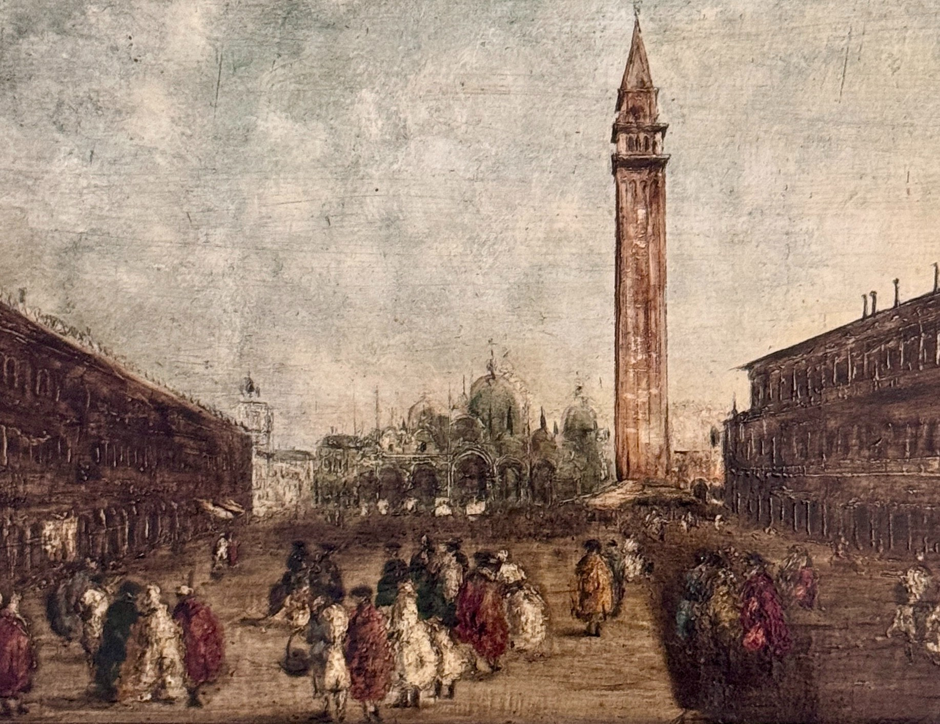 Carnaval de venise - huile sur cuivre - place saint marc – Image 3