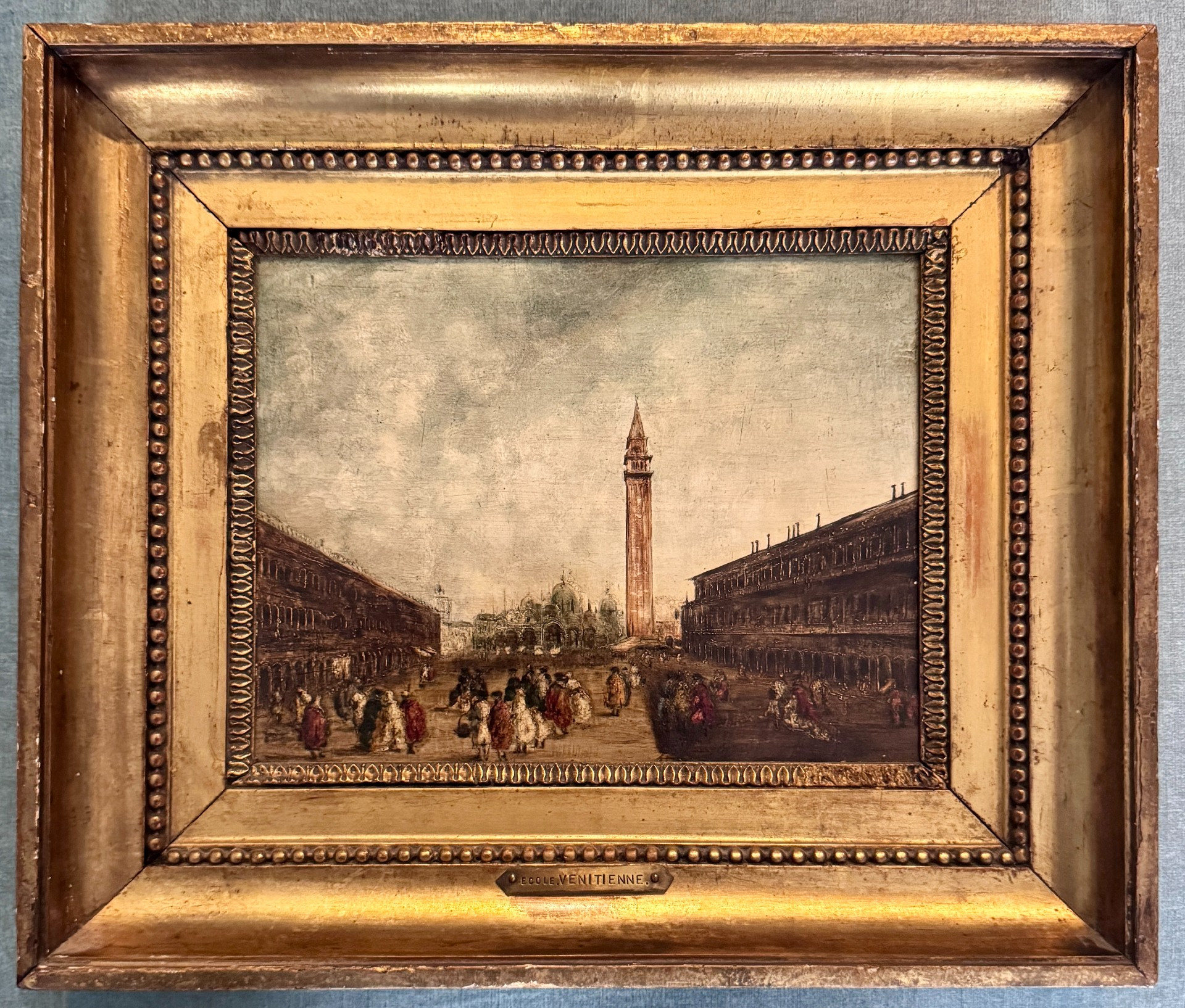 Carnaval de venise - huile sur cuivre - place saint marc – Image 5