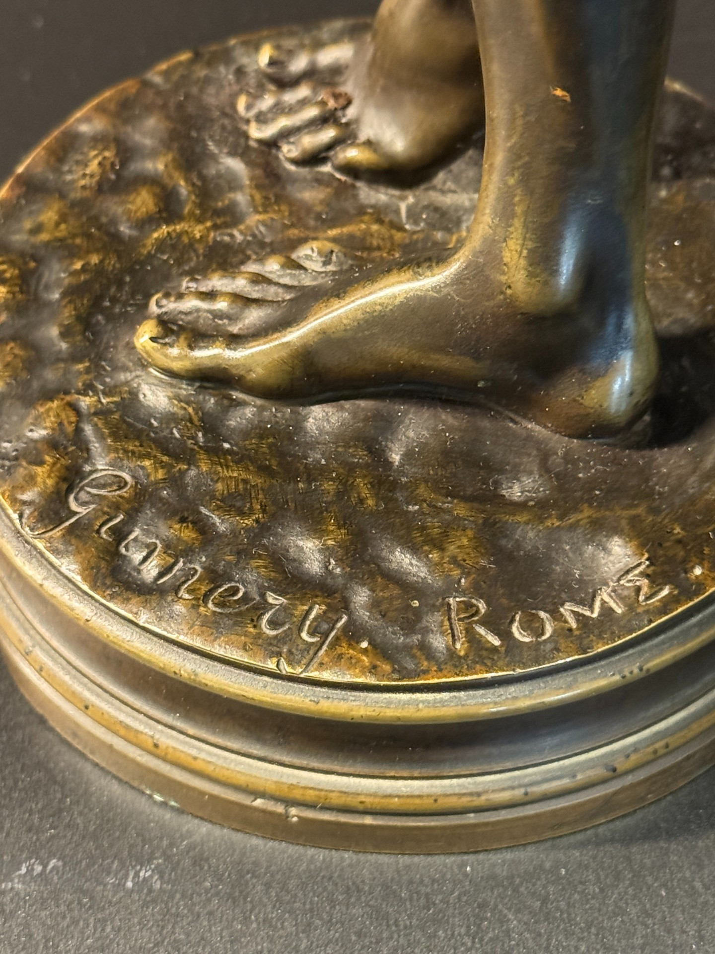 Paire de sculptures en bronze "faune au chevreau" & "femme à la colombe" ch. gumery – Image 8