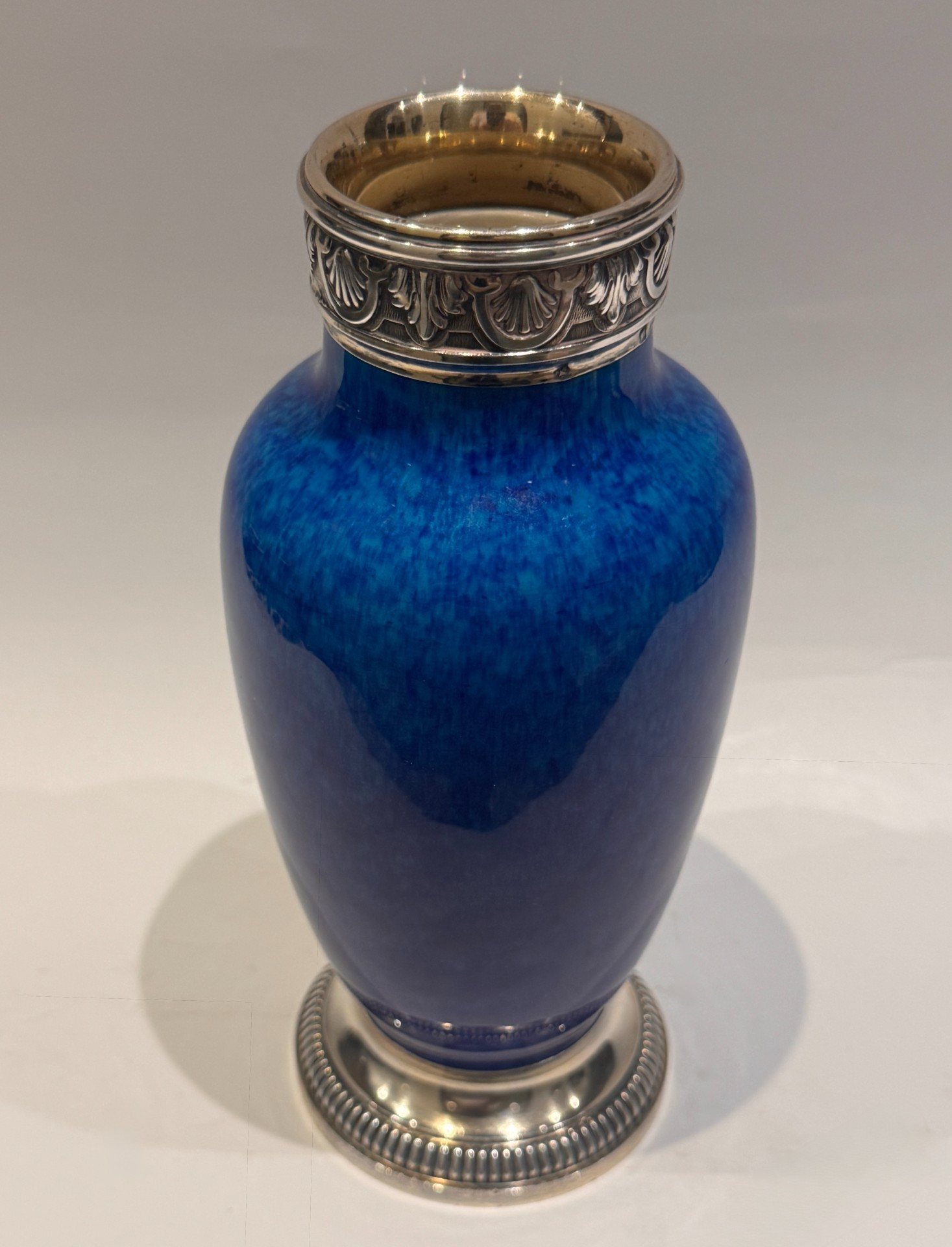 Vase en porcelaine bleue monté argent minerve - paul milet à sèvres – Image 2