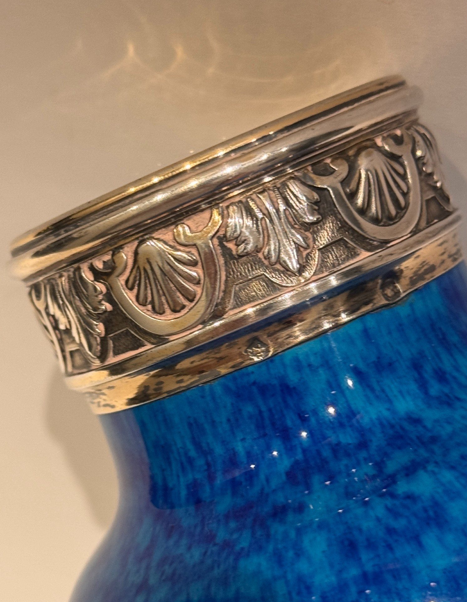 Vase en porcelaine bleue monté argent minerve - paul milet à sèvres – Image 3