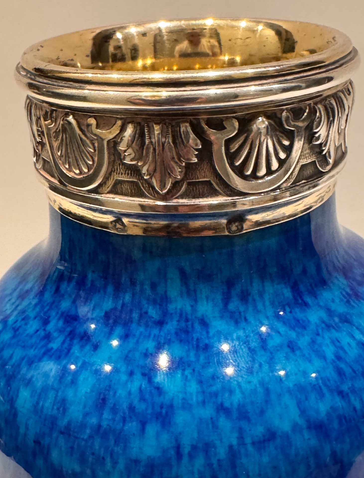 Vase en porcelaine bleue monté argent minerve - paul milet à sèvres – Image 7