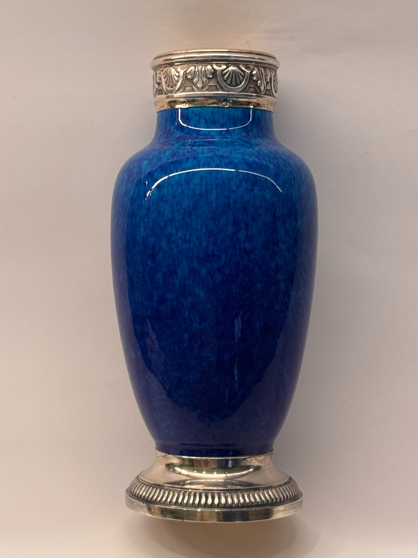 Vase en porcelaine bleue monté argent minerve - paul milet à sèvres – Image 8