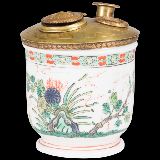 Encrier en porcelaine de Samson au décor chinois