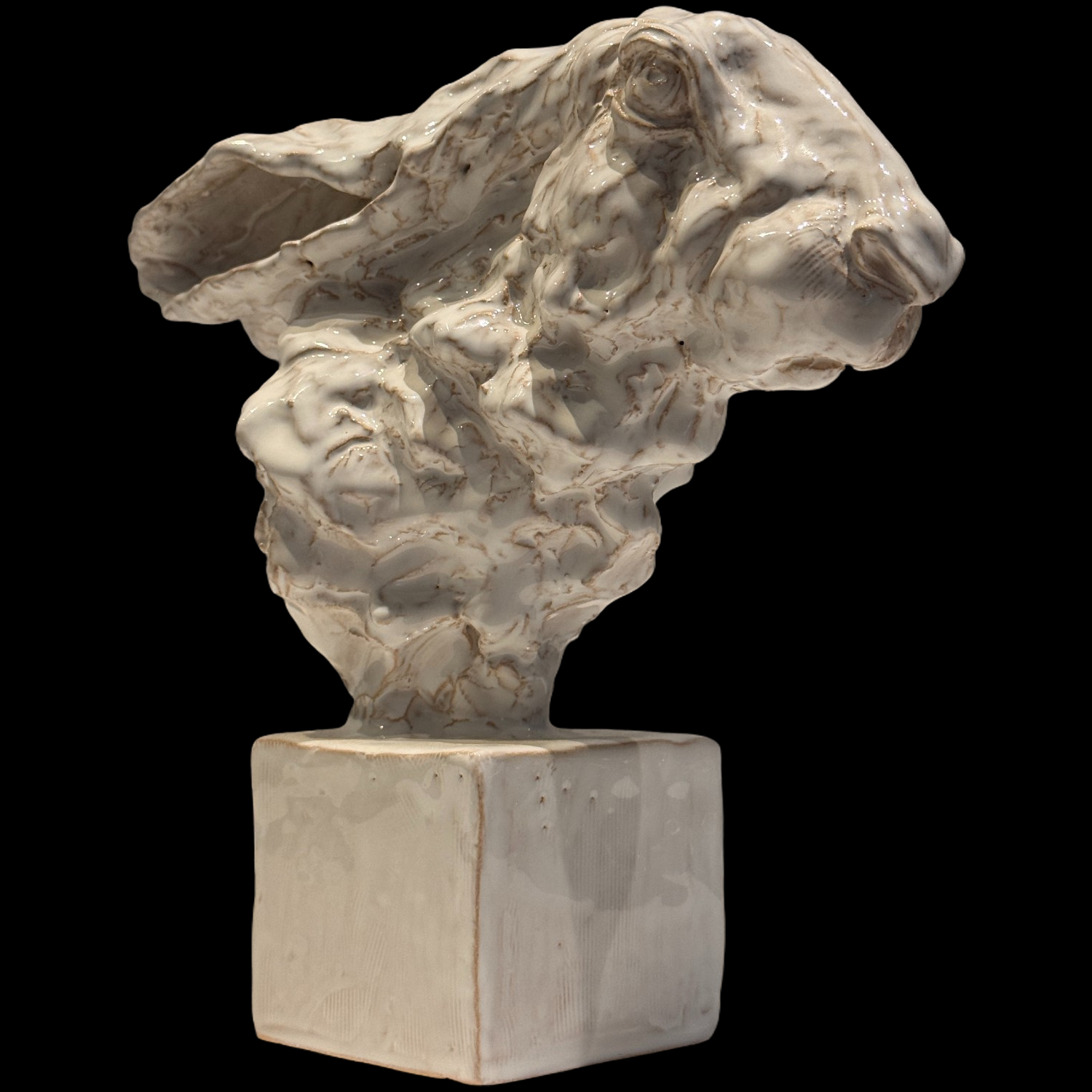 Buste de lièvre - jean-paul gourdon – sculpture en terre cuite émaillée