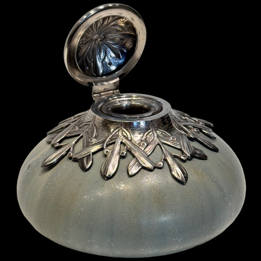 Encrier art nouveau monture argent par victor saglier et paul milet à sèvres
