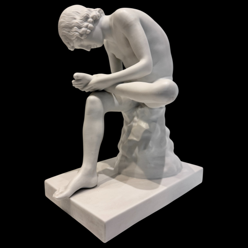 Le tireur d'épine ou spinario en biscuit h 26cm