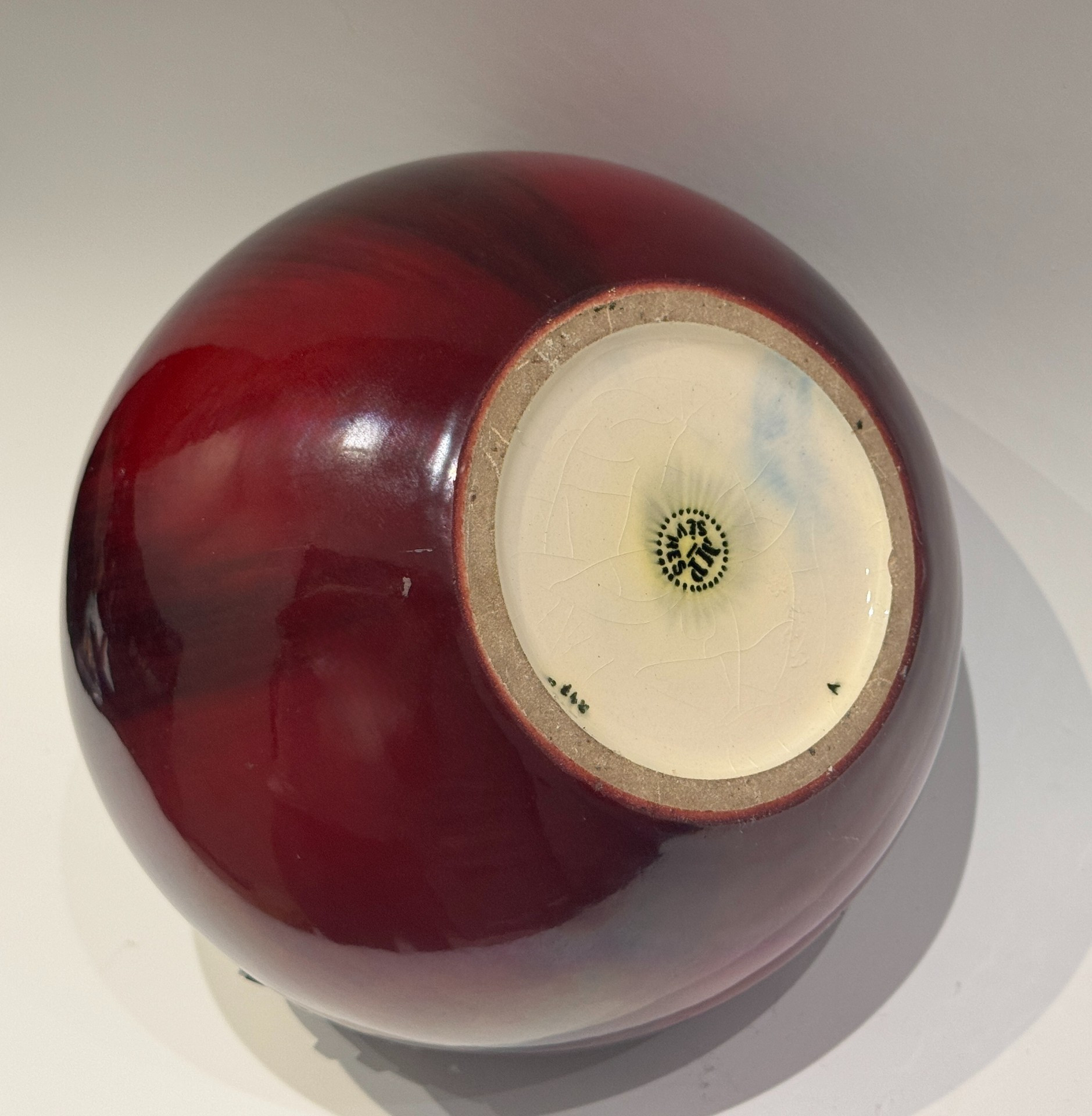 Vase boule sang de bœuf flammé - bronze argenté artdéco - paul milet à sevres – Image 6